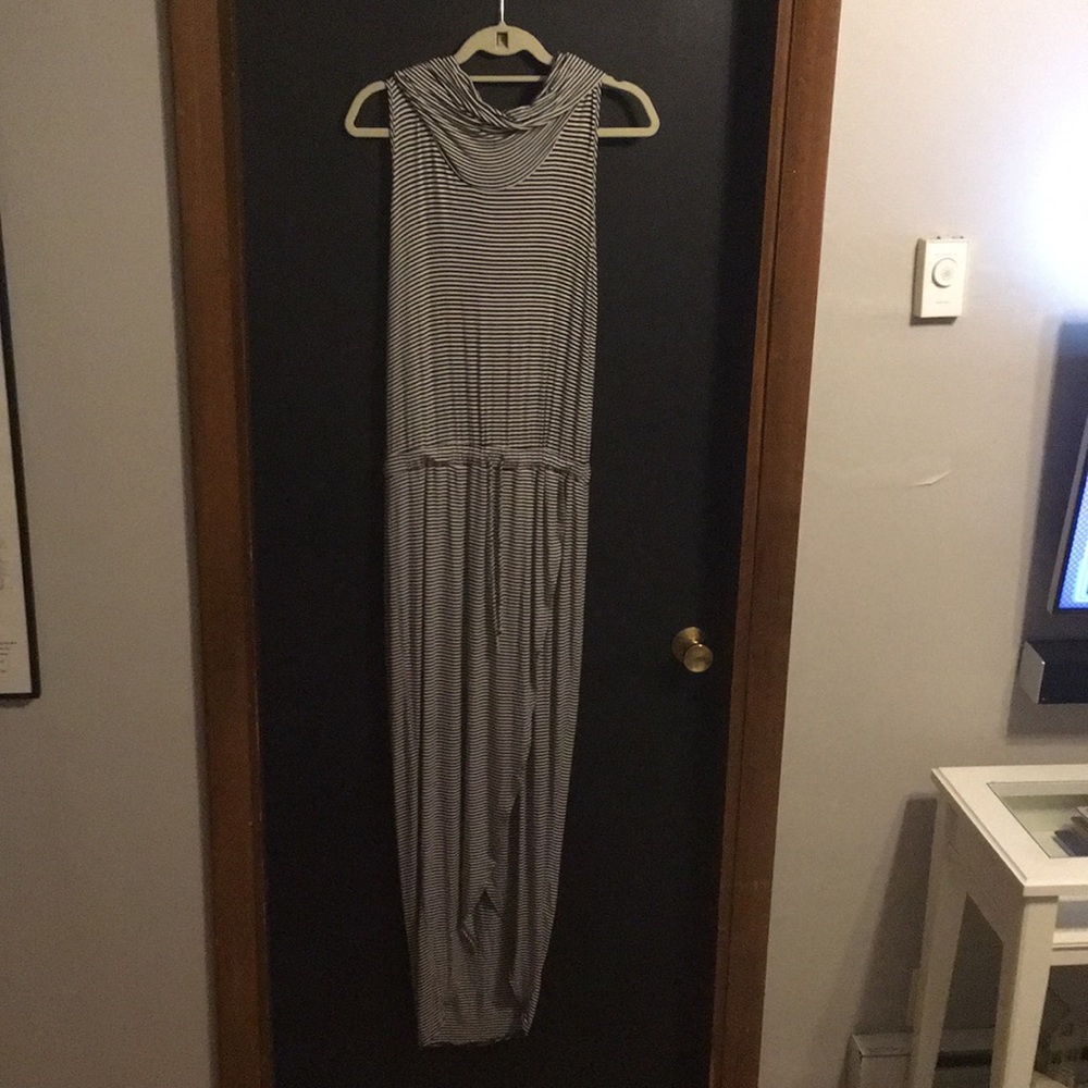 Striped, side slit summer maxi dress
